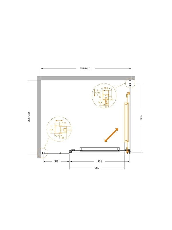 Душевой уголок Cezares Lux 110x90 LUX-AH-FS-11-110/90-C-GM профиль Оружейная сталь стекло прозрачное