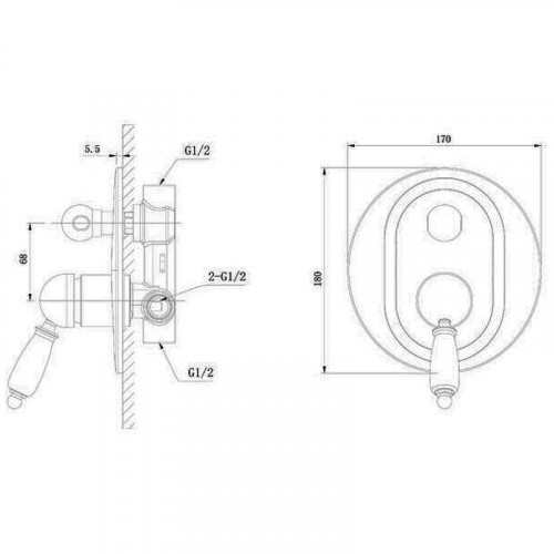 Смеситель для душа Caprigo Adria-Uno Metal Edition 02M-551-crm Хром латунь встраиваемый
