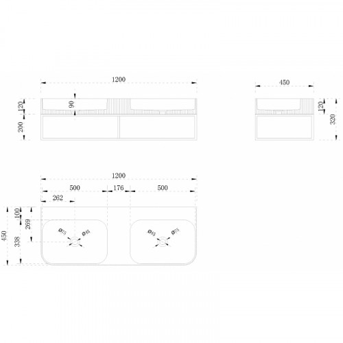 Консоль с раковиной Abber Stein 120 AS2646 Черная