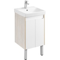 Тумба под раковину Aquaton Сканди Doors 45 1A278701SDB20 Белый глянец Дуб верона МДФ / ЛДСП