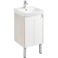 Тумба под раковину Aquaton Сканди Doors 45 1A278701SDB20 Белый глянец Дуб верона МДФ / ЛДСП