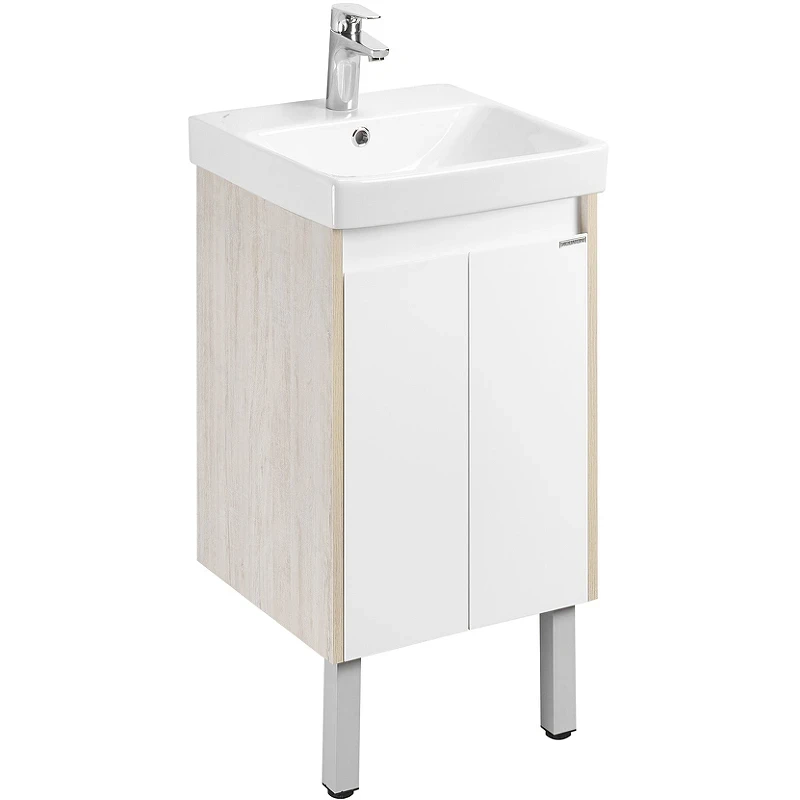Тумба под раковину Aquaton Сканди Doors 45 1A278701SDB20 Белый глянец Дуб верона МДФ / ЛДСП