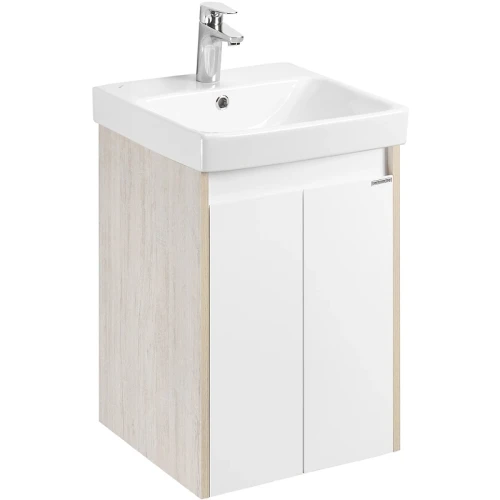 Тумба под раковину Aquaton Сканди Doors 45 1A278701SDB20 Белый глянец Дуб верона МДФ / ЛДСП