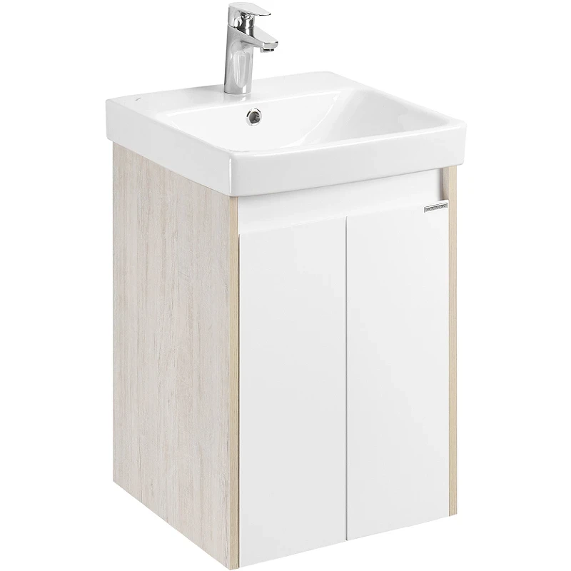 Тумба под раковину Aquaton Сканди Doors 45 1A278701SDB20 Белый глянец Дуб верона МДФ / ЛДСП