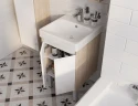 Тумба под раковину Aquaton Сканди Doors 45 1A278701SDB20 Белый глянец Дуб верона МДФ / ЛДСП