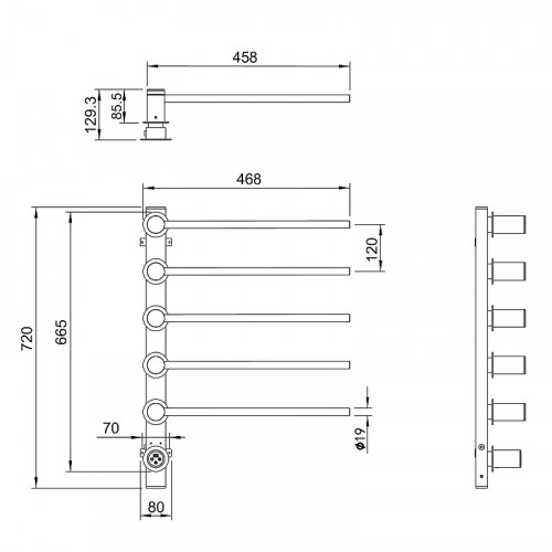 Электрический полотенцесушитель Wonzon & Woghand Hamburg 46,8х66,5 R WW-AL315-MB цвет Черный матовый