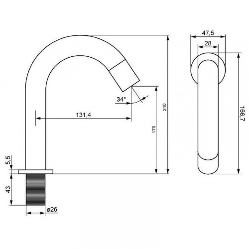 Смеситель для раковины ESKO SNR22 Нержавеющая сталь нержавеющая сталь