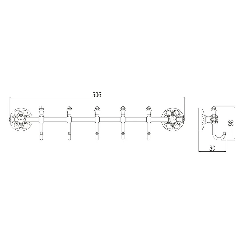 Вешалка для полотенец Savol S-005875A цвет Хром