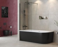 Шторка на ванну Cezares Liberta 80 LIBERTA-V-1-80/155-C-NERO профиль Черный матовый стекло прозрачное