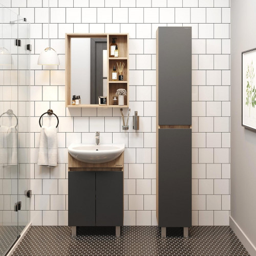 Тумба под раковину Onika Милтон 60 106147 цвет Дуб сонома Серый