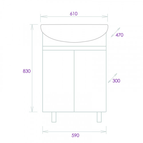 Тумба под раковину Onika Милтон 60 106147 цвет Дуб сонома Серый