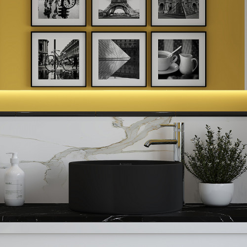 Раковина-чаша Aqueduto Espiral 40 ESP0140 Черная матовая фарфор накладная