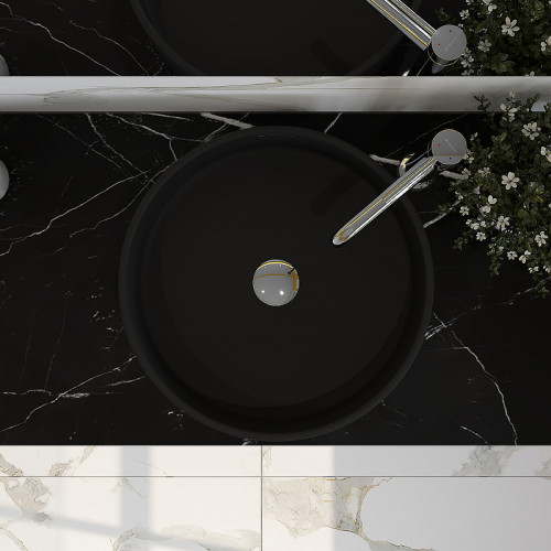 Раковина-чаша Aqueduto Espiral 40 ESP0140 Черная матовая фарфор накладная