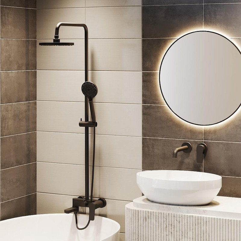 Душевая система Paini Viva Style P4YO687D250F3D110 цвет Черный матовый