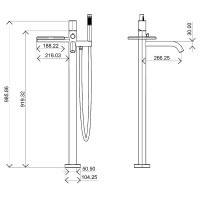 Смеситель для ванны Boheme Stick 129-BB.4 Черный матовый латунь на пол
