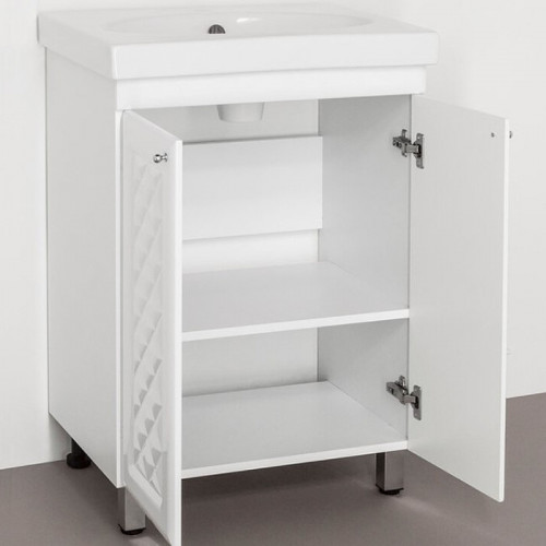 Тумба под раковину Style Line Канна 60 Люкс ЛС-00000726 Белый глянец МДФ / ЛДСП