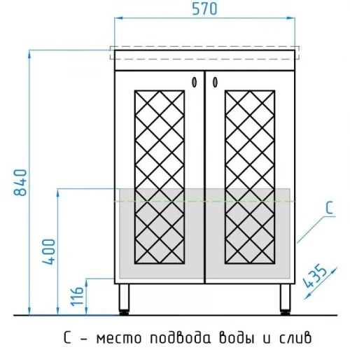 Тумба под раковину Style Line Канна 60 Люкс ЛС-00000726 Белый глянец МДФ / ЛДСП