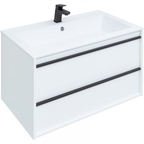 Тумба под раковину Aquanet Lino 90 253904 подвесная Белая матовая МДФ / ЛДСП