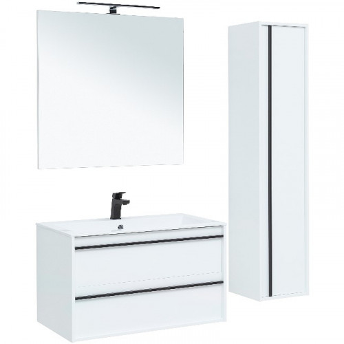 Тумба под раковину Aquanet Lino 90 253904 подвесная Белая матовая МДФ / ЛДСП
