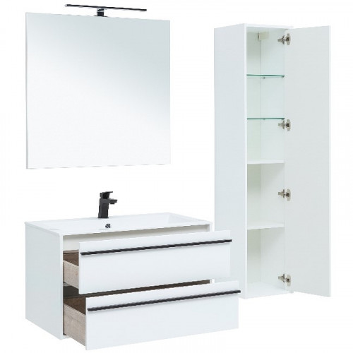 Тумба под раковину Aquanet Lino 90 253904 подвесная Белая матовая МДФ / ЛДСП