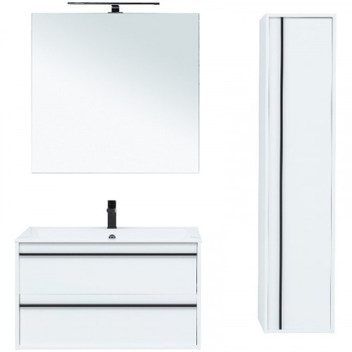 Тумба под раковину Aquanet Lino 90 253904 подвесная Белая матовая МДФ / ЛДСП