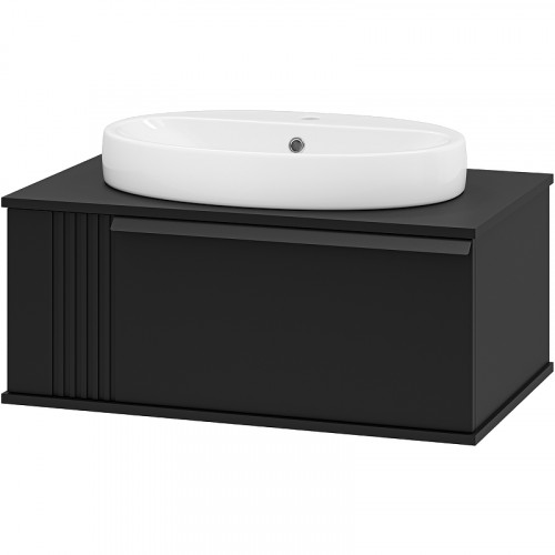 Тумба с раковиной Brevita Savoy 80 УТ000014894 подвесная Черная матовая МДФ / ЛДСП