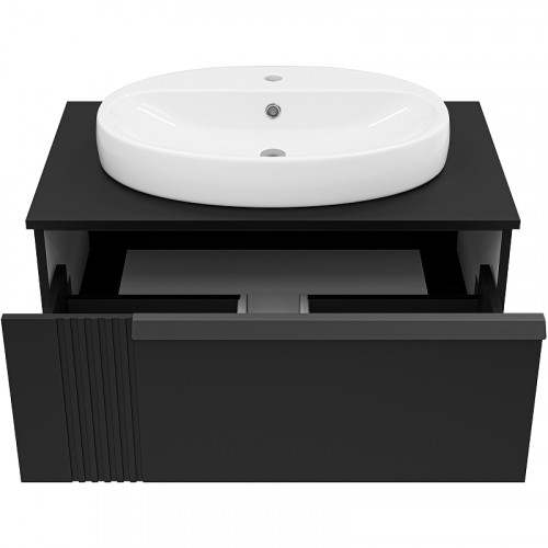 Тумба с раковиной Brevita Savoy 80 УТ000014894 подвесная Черная матовая МДФ / ЛДСП