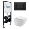 Комплект унитаза Abber Bequem AC1100T-AC0105-AC0120MB с сиденьем Микролифт и клавишей смыва цвет Черный матовый
