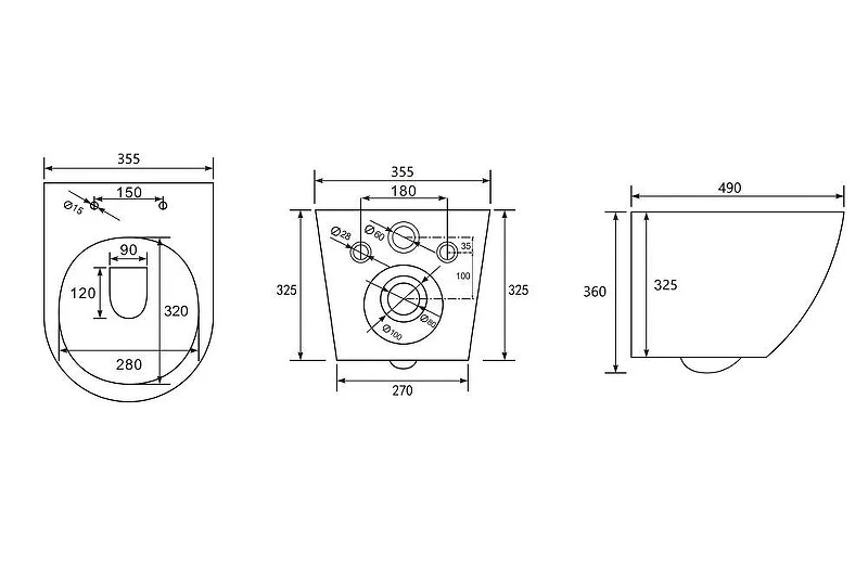 Комплект унитаза Abber Bequem AC1100T-AC0105-AC0120MB с сиденьем Микролифт и клавишей смыва цвет Черный матовый