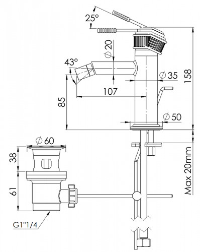 Смеситель для биде Remer Atelier AL20BG цвет Золото брашированное