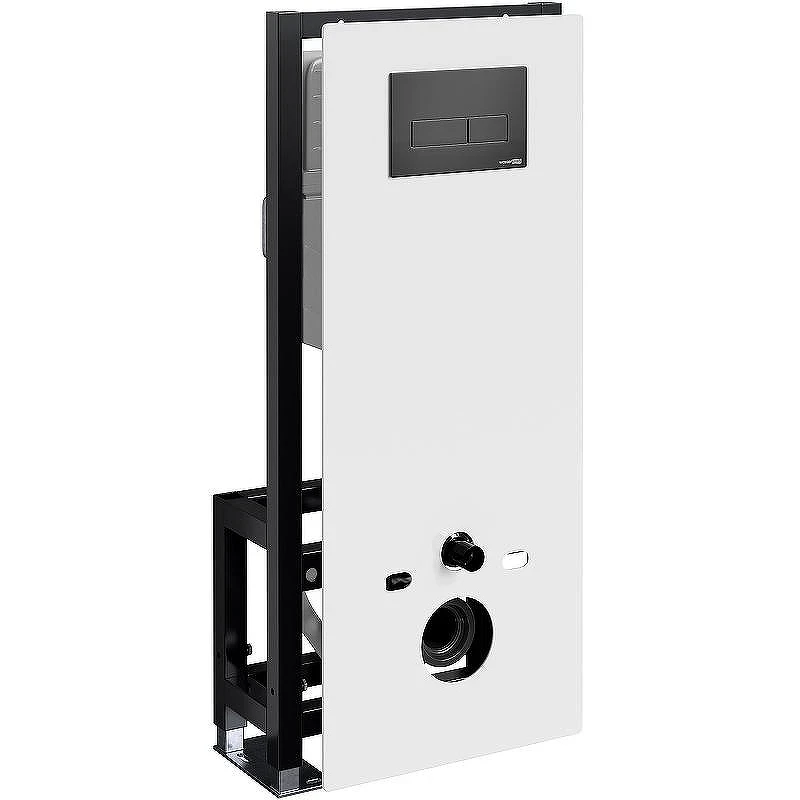 Инсталляция WasserKRAFT Glan 66TLT.010.ME.WH.MB03 для унитаза Белое стекло с Черной матовой клавишей смыва