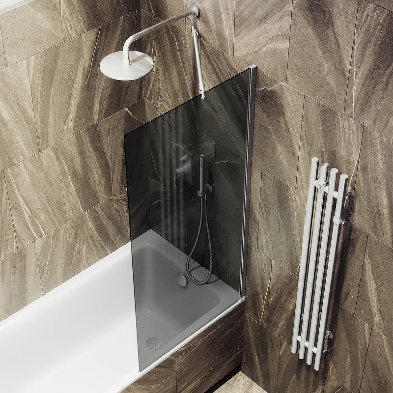 Шторка на ванну Maybah Glass MGV-80-5ш 600x1400 в широком профиле Хром матовый стекло графитовое