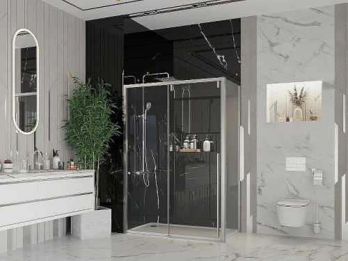 Душевой уголок Ambassador Intense 150x110 110021104IX-110IX профиль Хром стекло прозрачное