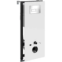 Инсталляция WasserKRAFT Abens 20TLT.010.ME.WH.CH03 для унитаза Белое стекло с клавишей смыва Хром