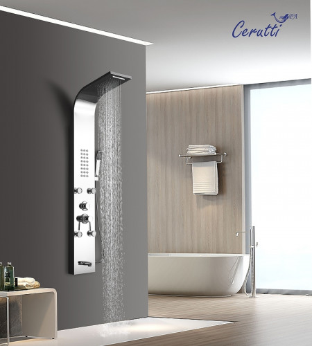 Душевая панель Ceruttispa Victoria S CT9976 с гидромассажем Серебро нержавеющая сталь на стену