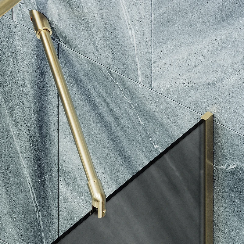 Шторка на ванну Maybah Glass MGV-141-3у 540x1400 в узком профиле Золото стекло графитовое матовое