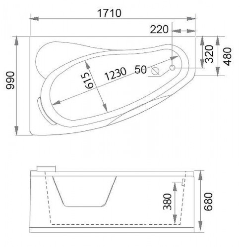 Акриловая ванна Gemy Gemy 171x99 G9046 II B L С гидромассажем