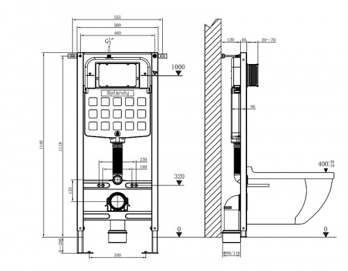 Инсталляция Splendy Splendy ST3011TPRBM для унитаза с клавишей смыва цвет Черный матовый