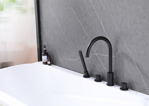 Смеситель на борт ванны Abber Wasser Kreis AF8113B Черный матовый