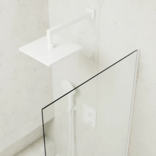 Шторка на ванну Maybah Glass MGV-63-1у 700x1400 в узком профиле Белый стекло прозрачное
