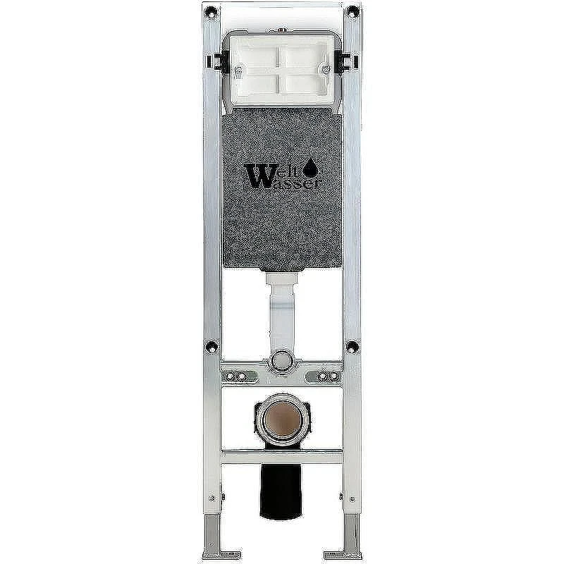Комплект унитаза с инсталляцией WeltWasser AMBERG 350 ST + KEHLBACH 004 GL-WT + AMBERG RD-BL 10000006538 цвет Белый глянцевый с сиденьем Микролифт и клавишей смыва цвет Черный