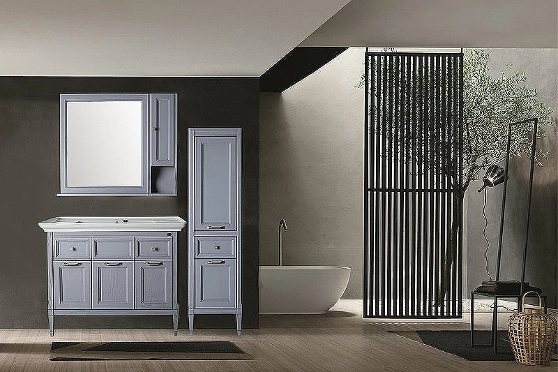 Комплект мебели для ванной ASB-Woodline Гранда 105 Grigio массив дерева