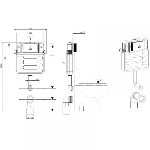 Смывной бачок Allen Brau Pneumatic 9.11104.20 для унитаза без клавиши смыва пластик