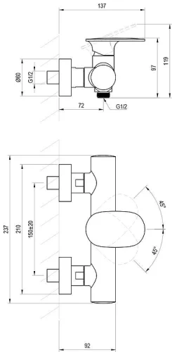 Смеситель для душа Ravak Spring SG 032.00CR X070530 цвет Хром