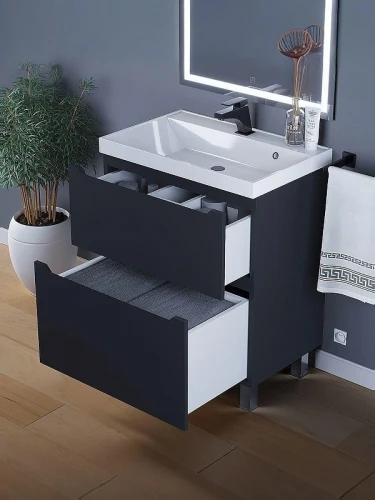 Тумба под раковину Uperwood Tanos 70 291120332 цвет Черный матовый
