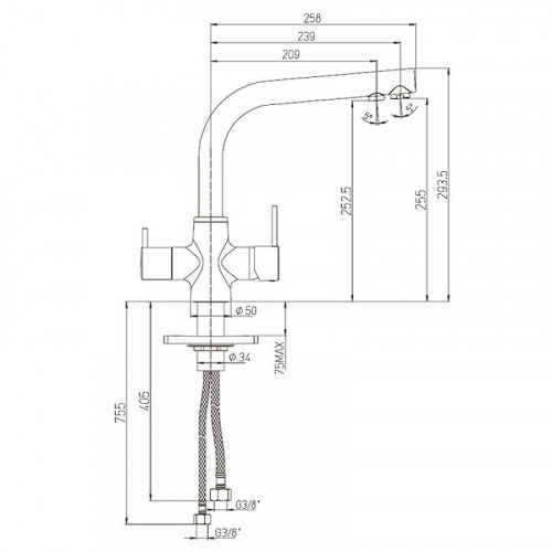 Смеситель для кухни Paini Arena 92CR6433VEB90DAKM Хром