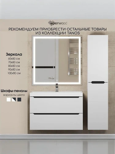 Тумба с раковиной Uperwood Tanos 60 29111020229 подвесная цвет Белый матовый Графит матовый