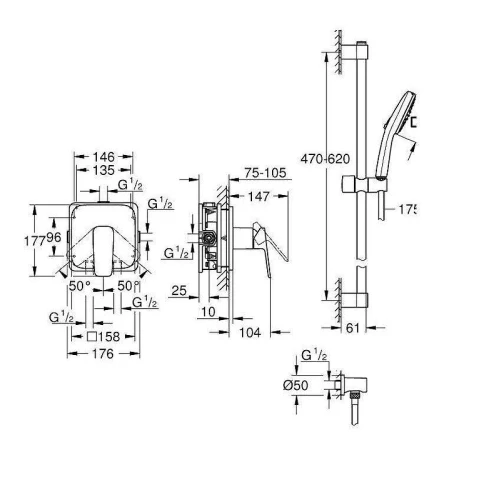 Смеситель для душа Grohe Cubeo 1053352430 цвет Черный матовый
