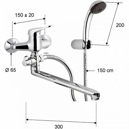 Смеситель для ванны Remer Kiss K4930330DEVVT универсальный Хром латунь на стену