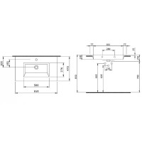 Раковина Bocchi Milano 80 1113-004-0126 Черная матовая фарфор подвесная, полувстраиваемая
